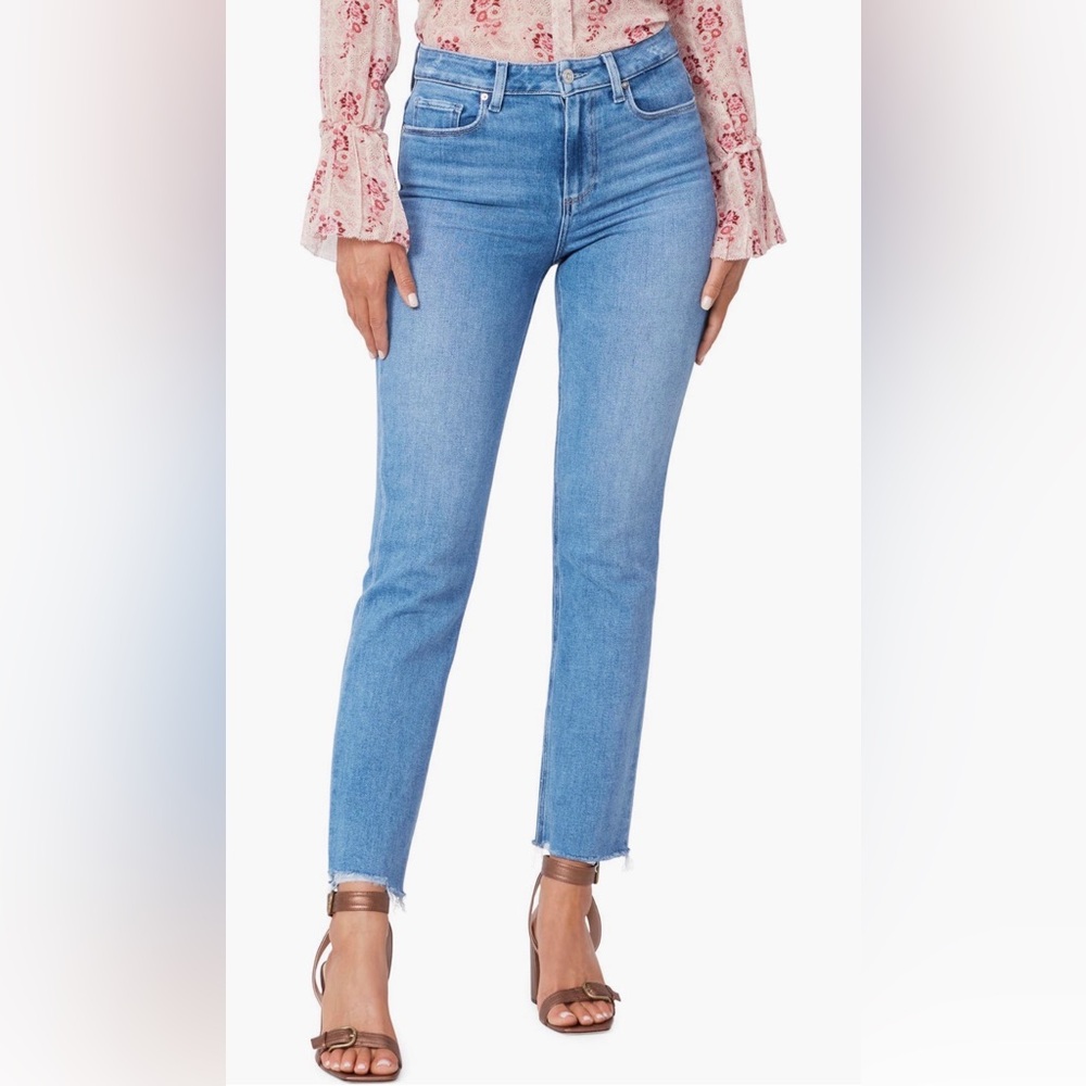 PAIGE Cindy High Waist Stringy Raw Hem Ankle Straight Leg Jeans
